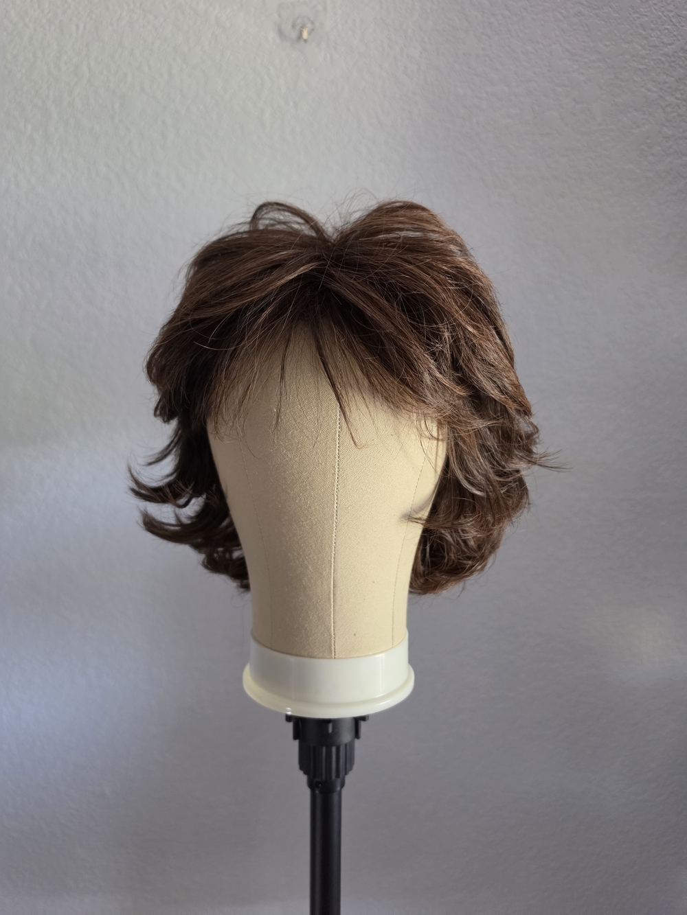 70s Men's Wig Set Rockstar Hippie Wig for Men Shaggy Brown Wig w/ Fake Mustache - Picture 8 of 13